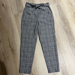 RW&CO Grey Plaid Pants with Bow
